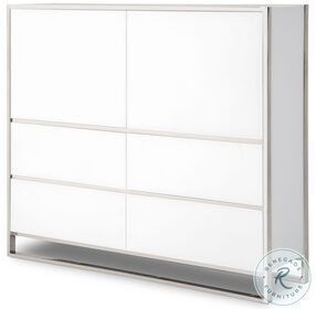 State St Satin And Glossy White Metal Storage Cabinet