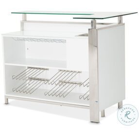 State St Glossy White Top Bar Cabinet