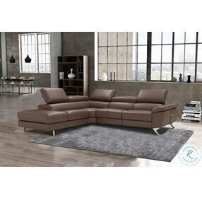 Natalia Brown Leather Power Reclining LAF Sectional with Adjustable Headrest