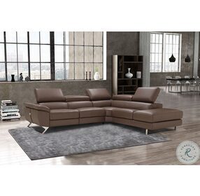 Natalia Brown Leather Power Reclining RAF Sectional with Adjustable Headrest