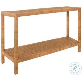 Newton Natural Rattan Two Tier Console Table