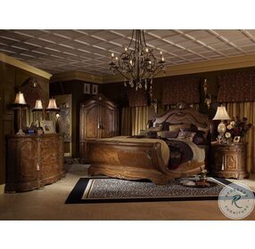 Cortina Honey Walnut Sleigh Bedroom Set
