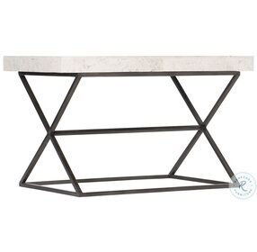McCray Travertine Stone And Antique Bronze 25" Cocktail Table