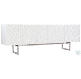 Penrose White Plaster And Polished Stainless Steel Credenza