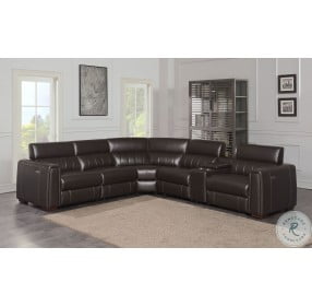 Nara Espresso Leather LAF Power Reclining Sectional
