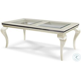 Hollywood Swank Pearl Caviar Glass Top Dining Table