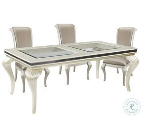 Hollywood Swank Pearl Caviar Glass Top Dining Room Set