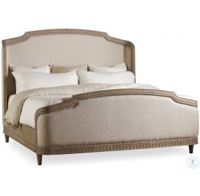 Corsica Light Wood Queen Upholstered Panel Bed