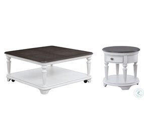 West Chester Light Gray Oak and Distressed White Castered Occasional Table Set