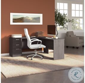 Ridgeley Charcoal Maple 65" L Shaped Home Office Set with Storage