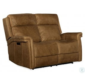 Poise Brown Power Reclining Loveseat With Power Headrest