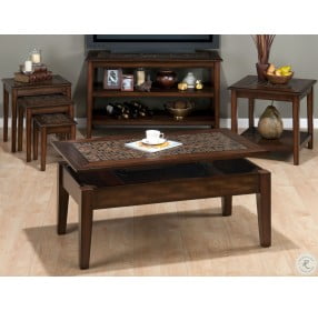 Baroque Brown Mosaic Tile Inlay Occasional Table Set