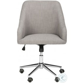 Adrienne Gray Linen Chrome Leg Adjustable Swivel Office Chair