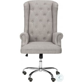 Ian Gray Linen Chrome Leg Adjustable Swivel Office Chair