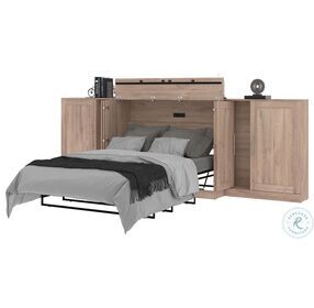 Pur Rustic Brown 133" Full Cabinet Bed With Mattress And Two 36" Storage Units