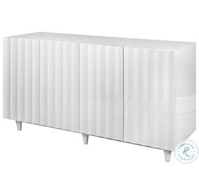 Odette White Lacquer 4 Door Scalloped Front Cabinet