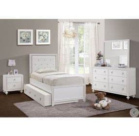Bella White Tufted Youth Upholstered Panel Bedroom Set With Trundle