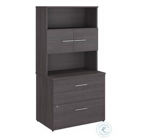 Office 500 Storm Gray 36" 2 Drawer Lateral File Cabinet With Hutch