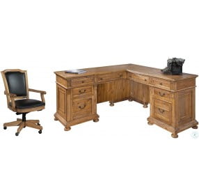Brown L-Desk Home Office Set