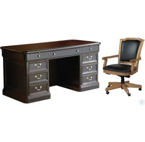 Louis Phillippe Black Executive Desk Home Office Set