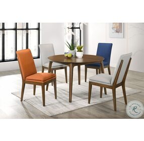Maggie Walnut Dining Room Set with Blue Chair