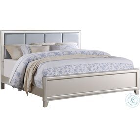 Omni Champagne And Cool Gray Upholstered King Panel Bed