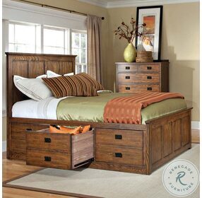 Oak Park Mission Two Sided 6 Drawer California King Captain Bed