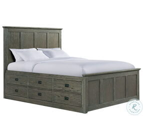 Oak Park Brushed Pewter Double Sided 9 Drawer King Captain Bed