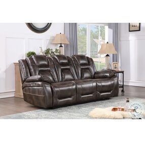 Oportuna Coffee Drop Down Table Power Reclining Sofa with Power Headrest And Footrest