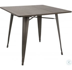 Oregon Antique Metal And Espresso Bamboo Square Dining Table
