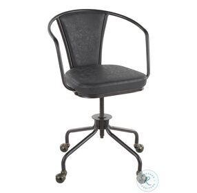 Oregon Black Metal And Dark Grey Faux Leather Upholstered Swivel Task Chair