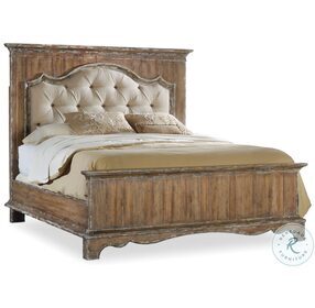 Chatelet Beige And Soft Amber King upholstered Mantle Panel Bed