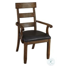 Ozark Warm Pecan Ladderback Arm Chair Set of 2