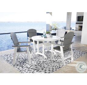 Crescent Luxe White Outdoor Dining Room Set with Grey Chair
