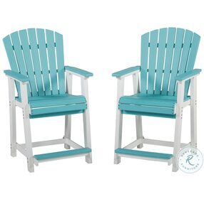 Eisely Turquoise And White Outdoor Counter Height Stool Set of 2