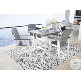 Transville Gray And White Outdoor Counter Height Dining Set