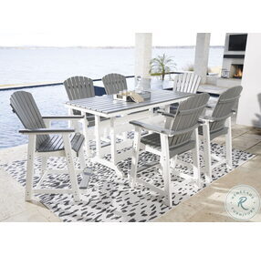 Transville Grey And White Outdoor Counter Height Dining Room Set