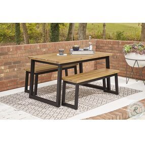 Town Wood Brown and Black Outdoor 3 Piece Dining Table Set