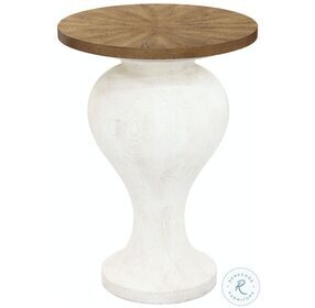 P301506 Chalky Antique White And Honey Round Accent Table