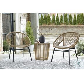 Mandarin Cape Brown and Black 3 Piece Outdoor Chair and Table Set