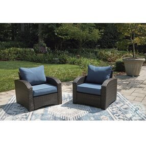 Windglow Blue And Brown Outdoor Lounge Chair