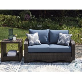 Windglow Blue And Brown Outdoor Loveseat