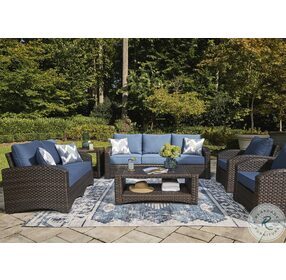 Windglow Blue And Brown Outdoor Living Room Set