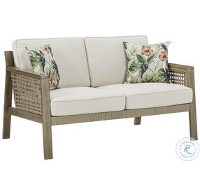 Barn Cove Natural Brown Outdoor Loveseat With Cushion