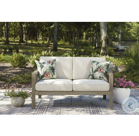 Barn Cove Natural Brown Outdoor Loveseat With Cushion