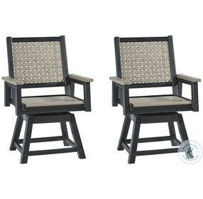 Mount Valley Driftwood And Black Outdoor Swivel Chair Set of 2