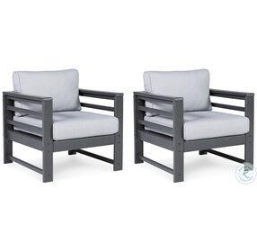Amora Charcoal Gray Outdoor Lounge Chair Set of 2