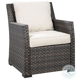 Easy Isle Dark Brown And Beige Outdoor Lounge Chair