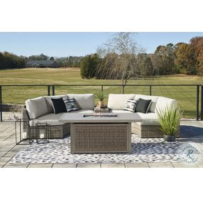 Calworth Beige 4 Piece Outdoor Sectional with Ottoman