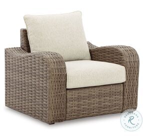 Sandy Bloom Beige And White Outdoor Lounge Chair